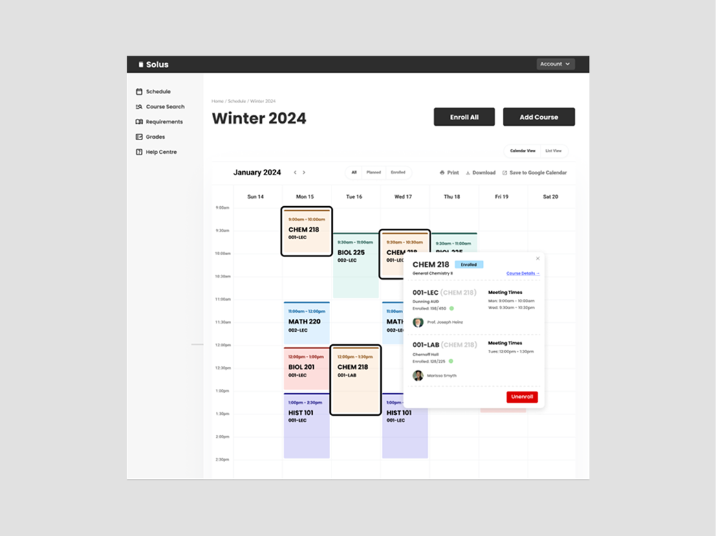 Course Enrollment Prototype