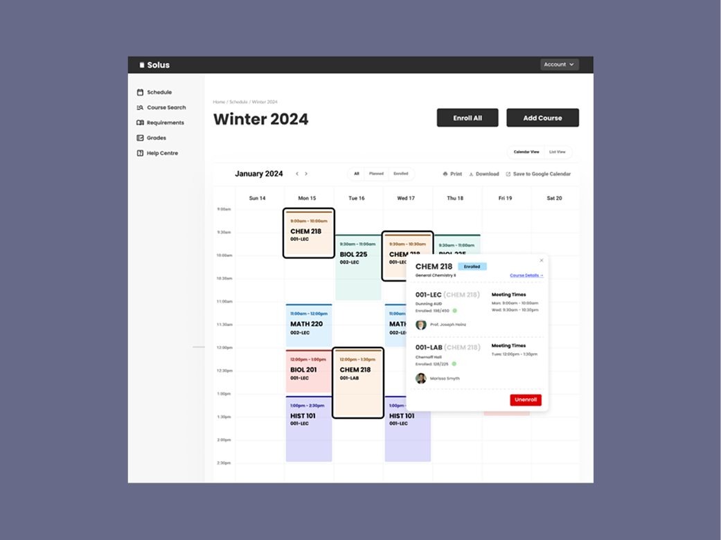 Course Enrollment Prototype